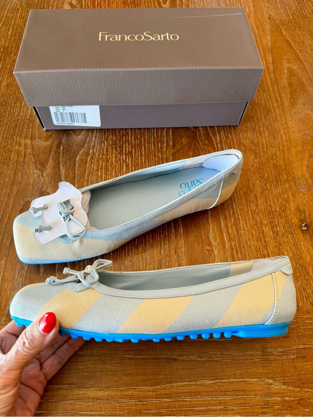 NIB Franco Sarto lite blue stripe Imara ballet flats 8 - Picture 2 of 13